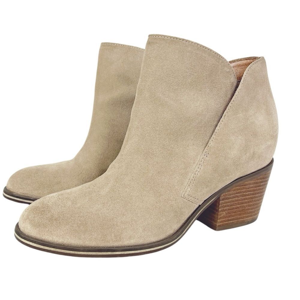 Jessica Simpson Tandra Beige Taupe Suede Ankle Bootie‎ Block Heel Size 9